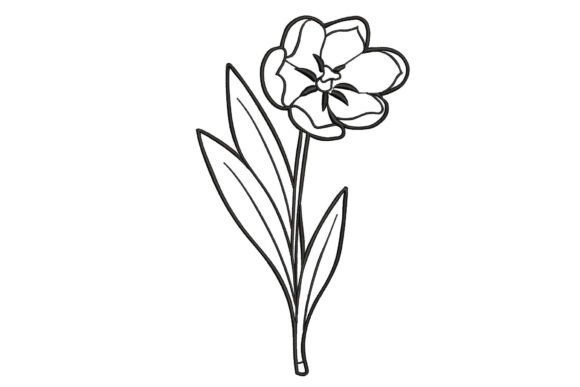 Charming Black Flower Embroidery Design