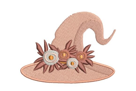 Charming Floral Witch Hat Embroidery Design