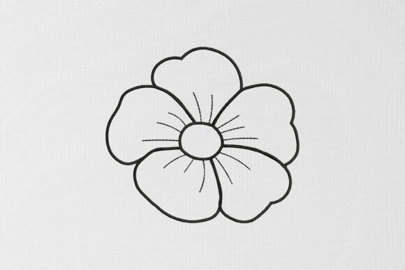 Charming Flower Line Art for Embroidery Projects