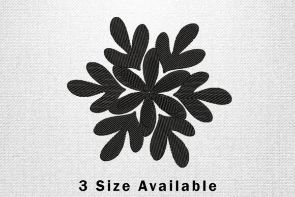 Charming Modern Black Flower Embroidery Design