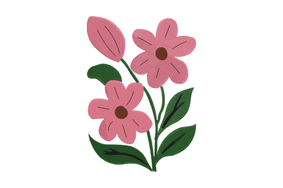 Charming Pink Flower Machine Embroidery