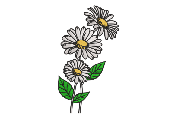 Charming Sketch Daisy Trio for Holiday Embroidery