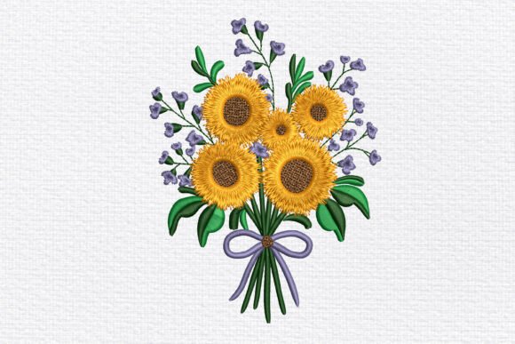 Charming Sunflower Bouquet Embroidery Design