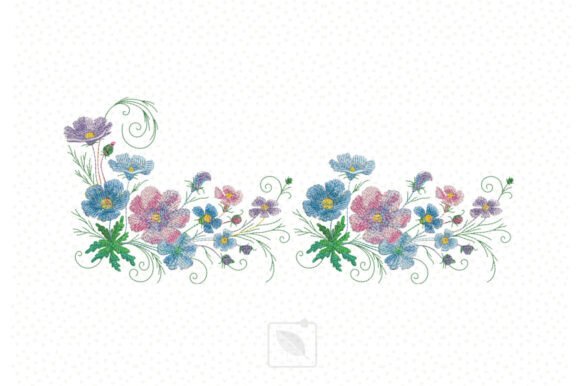 Cosmos Flower Border: A Delicate Touch for Embroidery