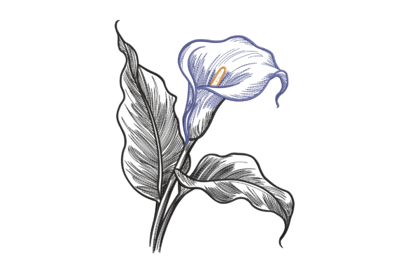 Elegant Calla Lily Sketch for Seasonal Embroidery