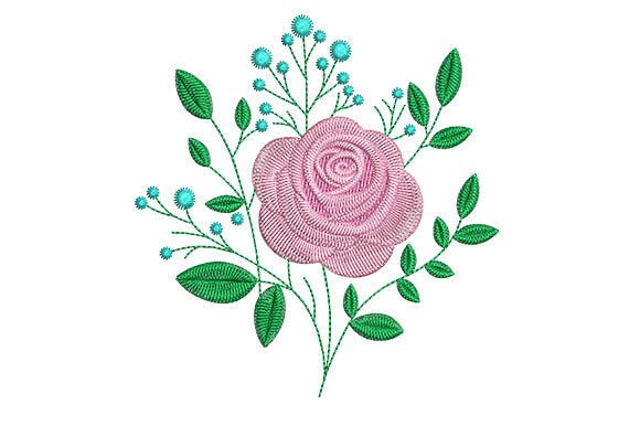 Elegant Pink Rose Embroidery for Business Use