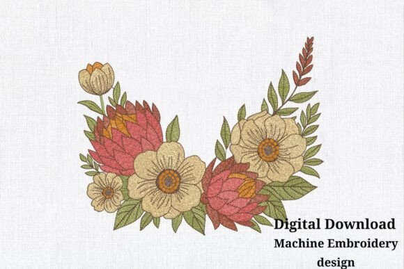 Exotic Floral Bouquet for Elegant Embroidery