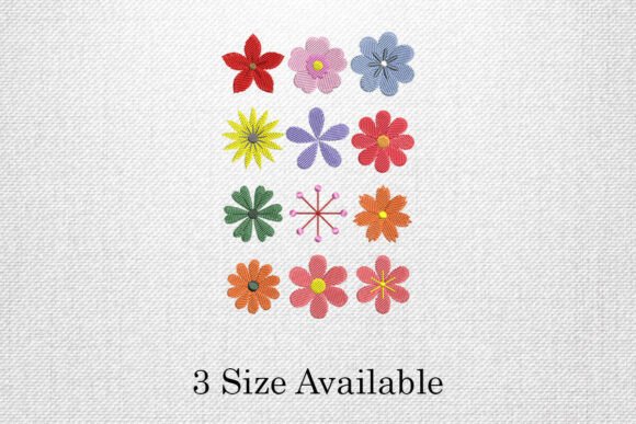 Floral Motif Set for Colorful Sweatshirt Embroidery