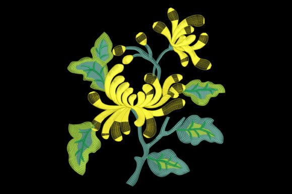 Golden Chrysanthemum: A Festive Embroidery Gem