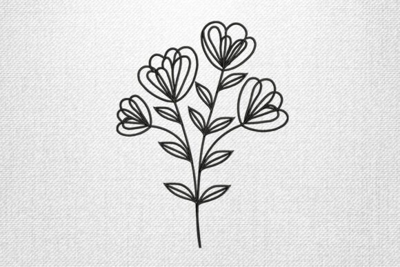 Heart Petal Flower Outline: A Charming Embroidery Design