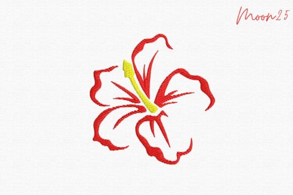 Outline Hibiscus Flower: A Tropical Embroidery Delight