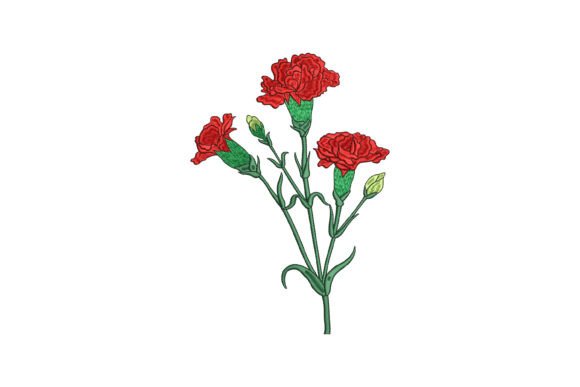Red Carnation: A Festive and Elegant Embroidery Design