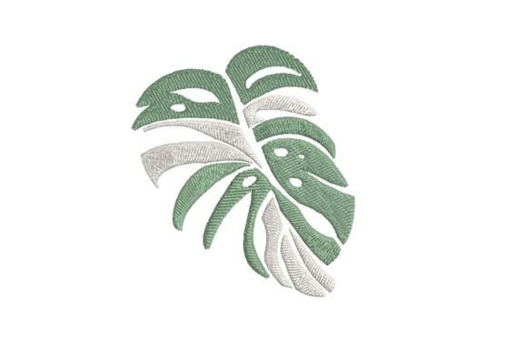 Striped Monstera Leaf: A Fresh Embroidery Design